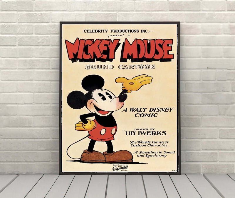 1930 Mickey Mouse Poster Disney Poster Vintage Disney World Poster Classic Disney Mickey Poster Cartoon Posters Attraction Poster Wall Art 1930 Mickey Mouse Poster Disney Poster...