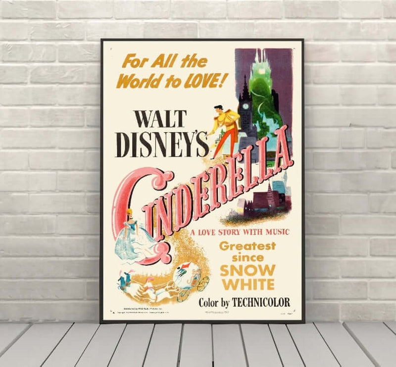 Cinderella Poster Vintage Disney Movie Poster Classic Cinderella Movie Poster Disney Poster Attraction Poster Disneyland Disney World Cinderella Poster Vintage Disney Movie Poster...