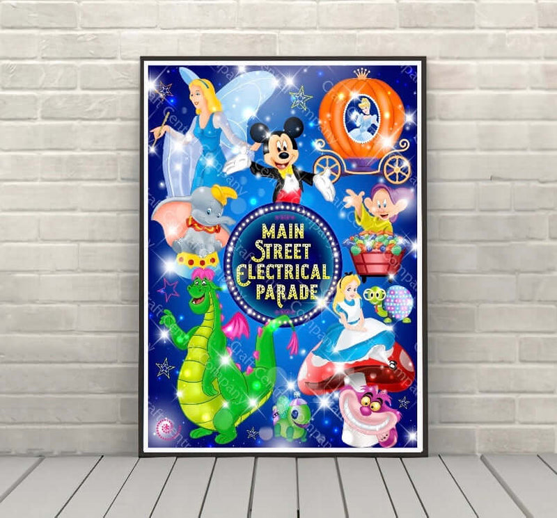 Main Street Electrical Parade Poster Disney Poster Disney Attraction Poster Vintage Disney World Disneyland Posters Magic Kingdom Parade Main Street Electrical Parade Poster Disney...