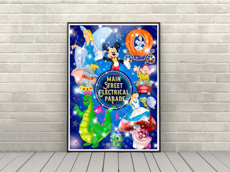 Main Street Electrical Parade Poster Disney Poster Disney Attraction Poster Vintage Disney World Disneyland Posters Magic Kingdom Parade Main Street Electrical Parade Poster Disney...