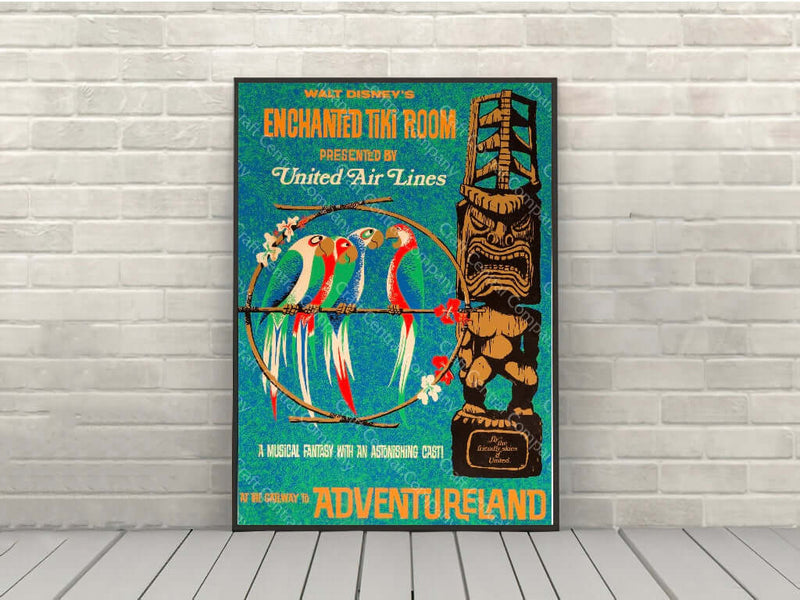 Enchanted Tiki Room Attraction Poster Vintage Disney Poster Disneyland Poster Adventureland Poster Disney World Posters Magic Kingdom Poster Enchanted Tiki Room Attraction Poster Vintage...