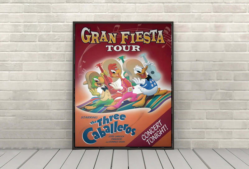 Gran Fiesta Tour Epcot Poster Three Caballeros Poster Disney Attraction Poster Vintage Disney World Poster (2 Hidden Mickeys) Gran Fiesta Tour Epcot Poster Three...