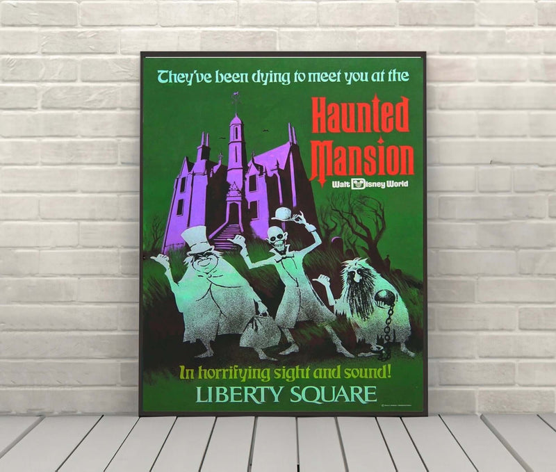 Haunted Mansion Liberty Square Poster Vintage Disney Attraction Poster ( 2 Hidden Mickeys ) Haunted Mansion Liberty Square Poster Vintage...