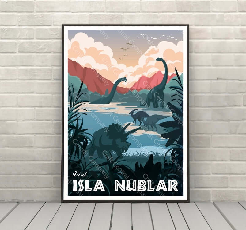Jurassic Park Poster Isla Nublar Poster Attraction Poster Universal Studios Poster Vintage Classic Movie Poster Jurassic Park ride posters Jurassic Park Poster Isla Nublar Poster...