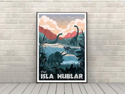 Jurassic Park Poster Isla Nublar Poster Attraction Poster Universal Studios Poster Vintage Classic Movie Poster Jurassic Park ride posters Jurassic Park Poster Isla Nublar Poster...