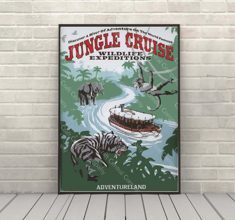 Jungle Cruise Poster Vintage Disney Attraction Poster  Magic Kingdom Adventureland Posters Disney World Poster Tokyo Disneyland Wall Art Jungle Cruise Poster Vintage Disney Attraction...