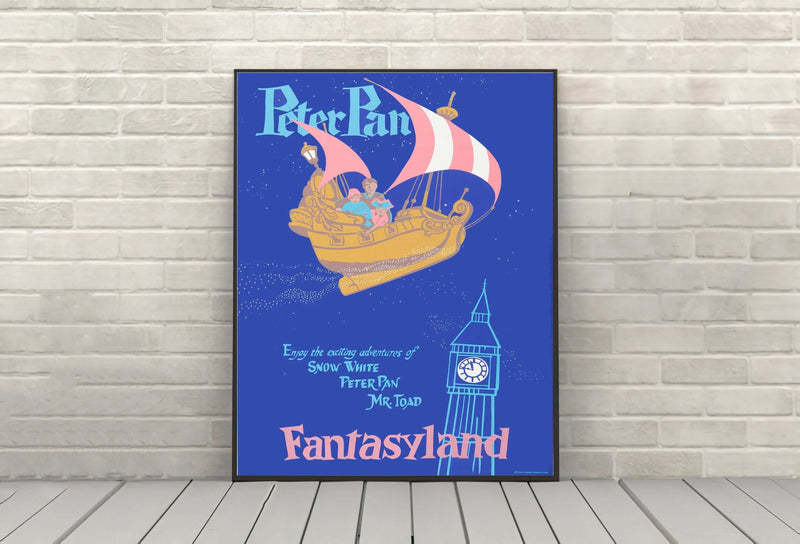 Peter Pan's Flight Poster Vintage Disney Attraction Poster Disney World Disneyland Fantasyland Poster Peter Pan's Flight Poster Vintage Disney...