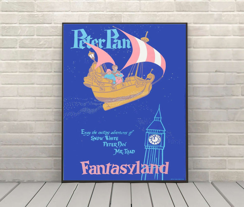 Peter Pan's Flight Poster Vintage Disney Attraction Poster Disney World Disneyland Fantasyland Poster Peter Pan's Flight Poster Vintage Disney...