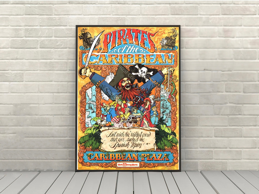 Pirates of the Caribbean Attraction Poster Vintage Disney Poster Adventureland Poster Disney World Poster Disneyland Poster Magic Kingdom Pirates of the Caribbean Attraction Poster...