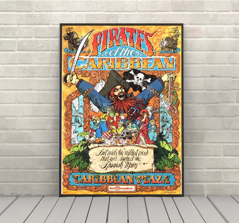 Pirates of the Caribbean Attraction Poster Vintage Disney Poster Adventureland Poster Disney World Poster Disneyland Poster Magic Kingdom Pirates of the Caribbean Attraction Poster...
