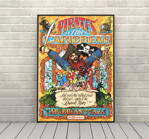Pirates of the Caribbean Attraction Poster Vintage Disney Poster Adventureland Poster Disney World Poster Disneyland Poster Magic Kingdom Pirates of the Caribbean Attraction Poster...