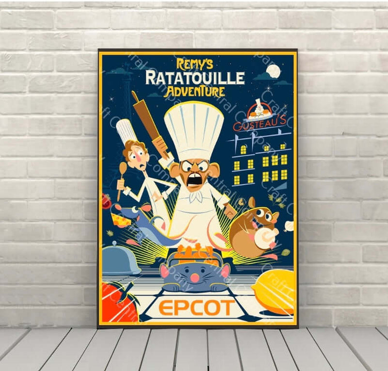 Remy's Ratatouille Adventure Poster Epcot Attraction Poster Vintage Disney Poster France Pavilion ( 3 Hidden Mickeys ) Remy's Ratatouille Adventure Poster Epcot Attraction...