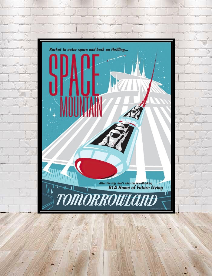 Space Mountain Poster Disney Attraction Poster Vintage Disney World & Disneyland Poster Tomorrowland Poster Magic Kingdom (4 Hidden Mickeys) Space Mountain Poster Disney Attraction Poster...