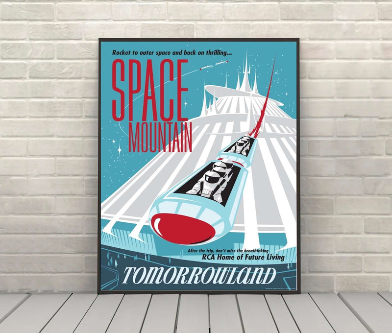 Space Mountain Poster Disney Attraction Poster Vintage Disney World & Disneyland Poster Tomorrowland Poster Magic Kingdom (4 Hidden Mickeys) Space Mountain Poster Disney Attraction Poster...