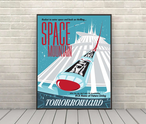 Space Mountain Poster Disney Attraction Poster Vintage Disney World & Disneyland Poster Tomorrowland Poster Magic Kingdom (4 Hidden Mickeys) Space Mountain Poster Disney Attraction Poster...