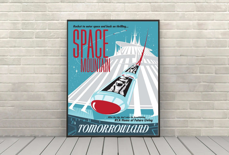 Space Mountain Poster Disney Attraction Poster Vintage Disney World & Disneyland Poster Tomorrowland Poster Magic Kingdom (4 Hidden Mickeys) Space Mountain Poster Disney Attraction Poster...