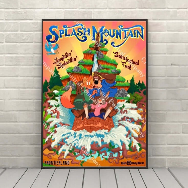 Splash Mountain Poster Frontierland Vintage Disney Attraction Poster Magic Kingdom Splash Mountain Poster Frontierland Vintage Disney...