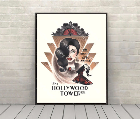 Tower of Terror Poster Disney Attraction Poster Hollywood Tower Hotel Drop in and Stay a While Poster Vintage Disney Poster Hollywood Studios Poster Tower of Terror Poster Disney Attraction...