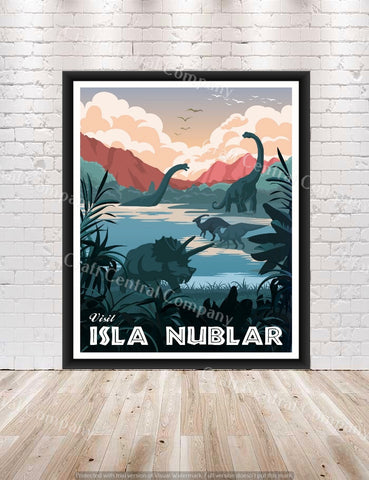 Jurassic Park Poster Isla Nublar Poster Attraction Poster Universal Studios Poster Vintage Classic Movie Poster Jurassic Park ride posters Jurassic Park Poster Isla Nublar Poster...