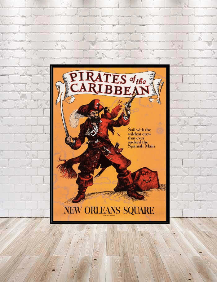 Pirates of the Caribbean Poster Disney Attraction Poster Vintage Disney Posters Disneyland Poster New Orleans Square Adventureland Poster Pirates of the Caribbean Poster Disney...