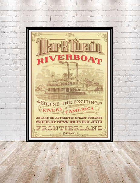 Mark Twain Riverboat Poster Vintage Poster Sizes 8x10 11x14, 13x19 Frontierland Poster Disney World Poster Disneyland Poster