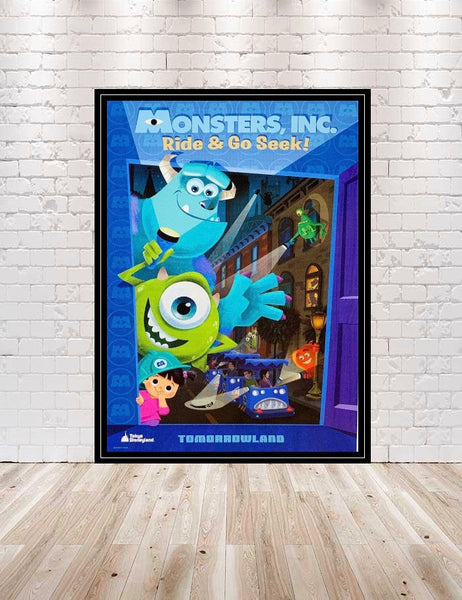 monsters inc ride Monsters Ink Ride & Go Seek Disney Poster – CraftCentralCompany