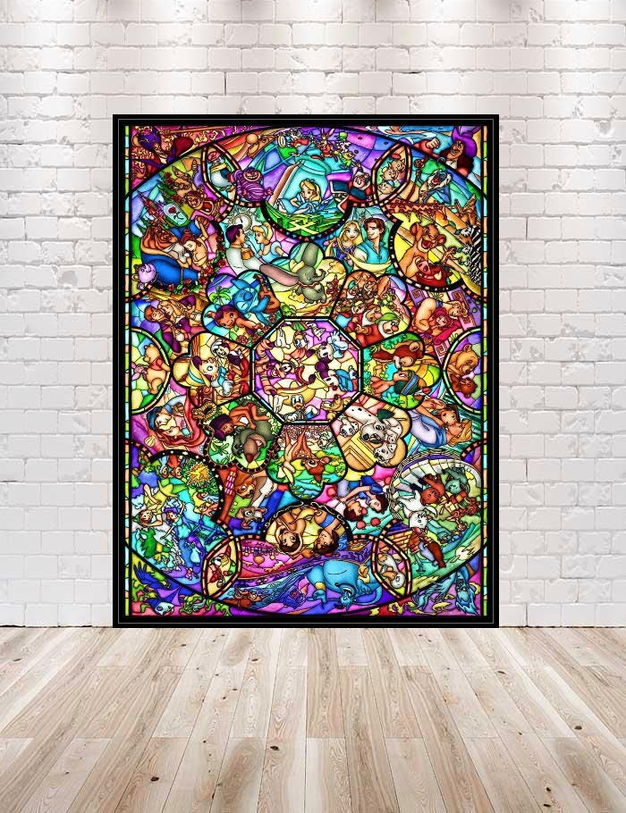 Disney Stained Glass Poster Disney World Poster Vintage Disney Poster Disney Characters Mickey Poster Disney Stained Glass Poster Disney World...