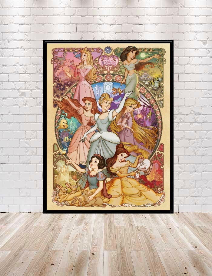 Disney Princesses POSTER Vintage Disney Poster (Sizes) 8x10, 11x14, 13x19, 16x20, 18x24 Cinderella Poster Snow White Poster Jasmine Poster Disney Princesses POSTER Vintage Disney Poster...