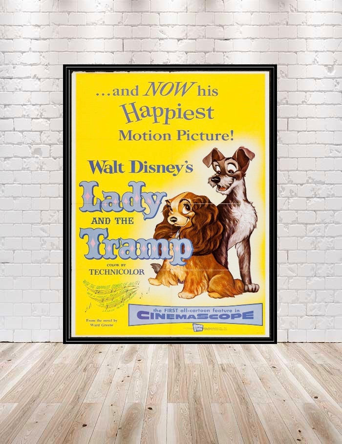Lady and the Tamp Poster 1955 Vintage Disney Movie Poster Vintage Disney Poster Walt Disney World Poster Disneyland Poster Nursery Wall Art Lady and the Tamp Poster 1955...