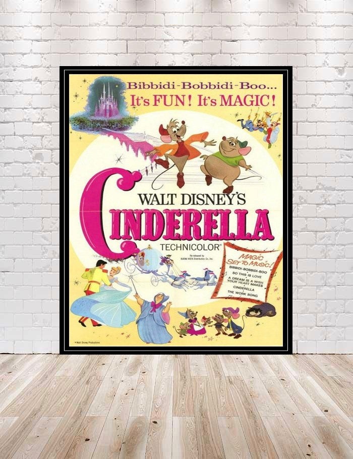 Cinderella Poster Vintage Cinderella Movie Poster Disney Poster Classic Disney Movie Poster Attraction Poster Disneyland Walt Disney World Cinderella Poster Vintage Cinderella Movie Poster...