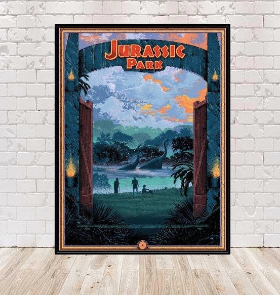 Jurassic Park Poster Attraction Poster Isla Nublar Poster Universal Studios Poster Vintage Classic Movie Poster Jurassic Park ride posters Jurassic Park Poster Attraction Poster Isla...