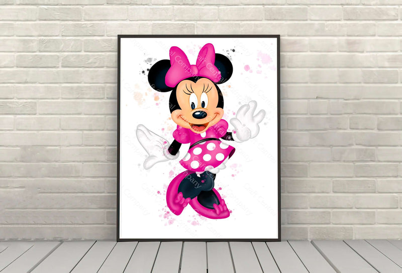 Minnie Mouse Poster Watercolor Poster Disney Poster Disneyland Poster Walt Disney World Wall Art Nursery Kids Bedroom Gift Minnie Mouse Poster Watercolor Poster Disney...