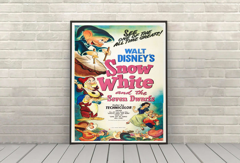 Snow White and the Seven Dwarfs Poster Disney Movie Poster Snow White Poster Vintage Disney Attraction Posters Disneyland Disney World Snow White and the Seven Dwarfs...