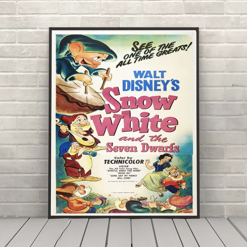 Snow White and the Seven Dwarfs Poster Disney Movie Poster Snow White Poster Vintage Disney Attraction Posters Disneyland Disney World Snow White and the Seven Dwarfs...