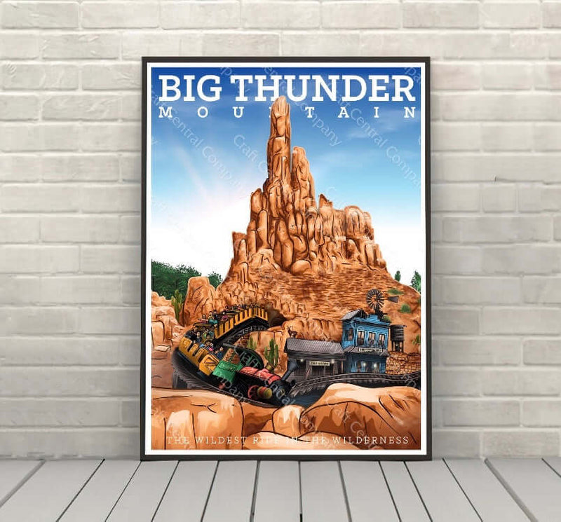 Big Thunder Mountain Poster Disney Attraction Poster Vintage Disney Magic Kingdom Posters Frontierland Poster Disneyland Disney World Big Thunder Mountain Poster Disney Attraction...