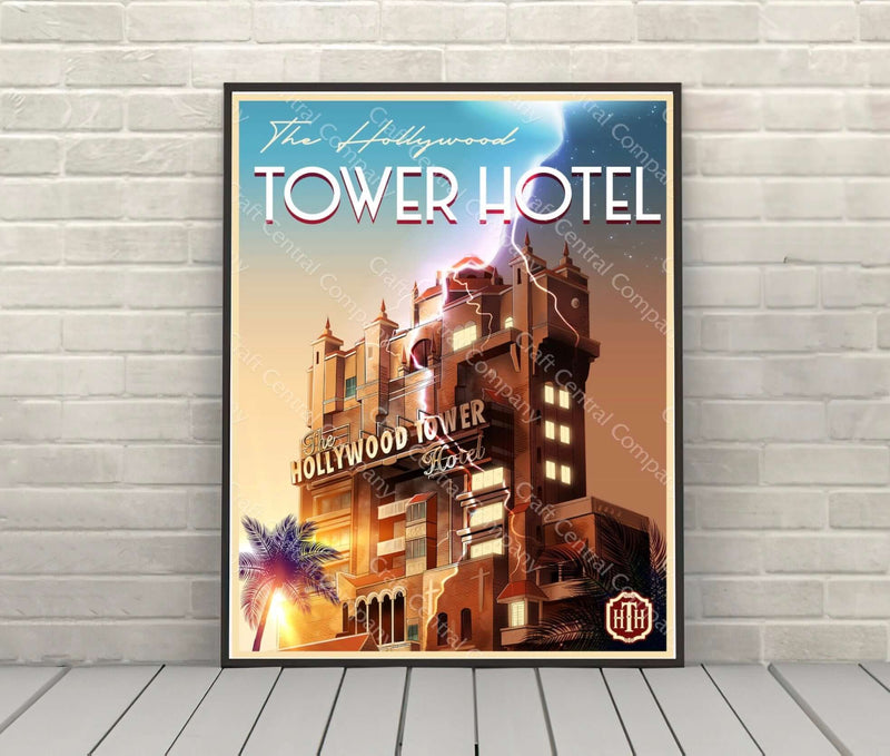 Tower of Terror Poster Disney Attraction Poster Hollywood Studios Poster Vintage Disney Poster Hollywood Tower Hotel Poster Twilight Zone Tower of Terror Poster Disney Attraction...