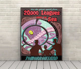 20,000 Leagues Under the Sea Poster Submarine Voyage Poster Tomorrowland Poster Vintage Disney Poster