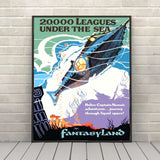 20,000 Leagues Under the Sea Poster Ride Attraction Poster Fantasyland Poster Disneyland Poster Disney World Poster  Vintage Disney Poster