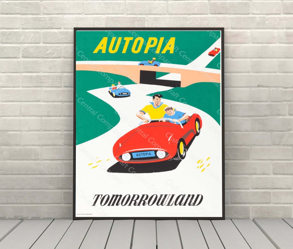 Autopia Poster Tomorrowland Speed Way Poster...