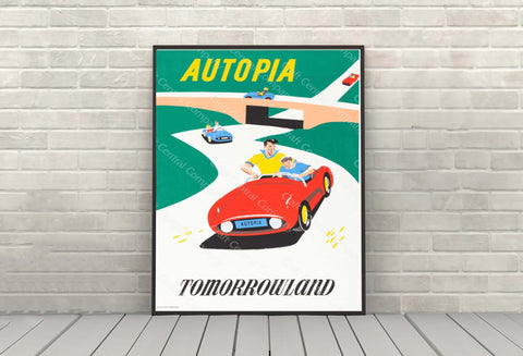 Autopia Poster Tomorrowland Speed Way Poster...