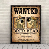 Splash Mountain Poster Brer Bear Wanted Poster Vintage Disney Poster Attraction Poster Magic Kingdom Poster Disney World Disneyland Poster