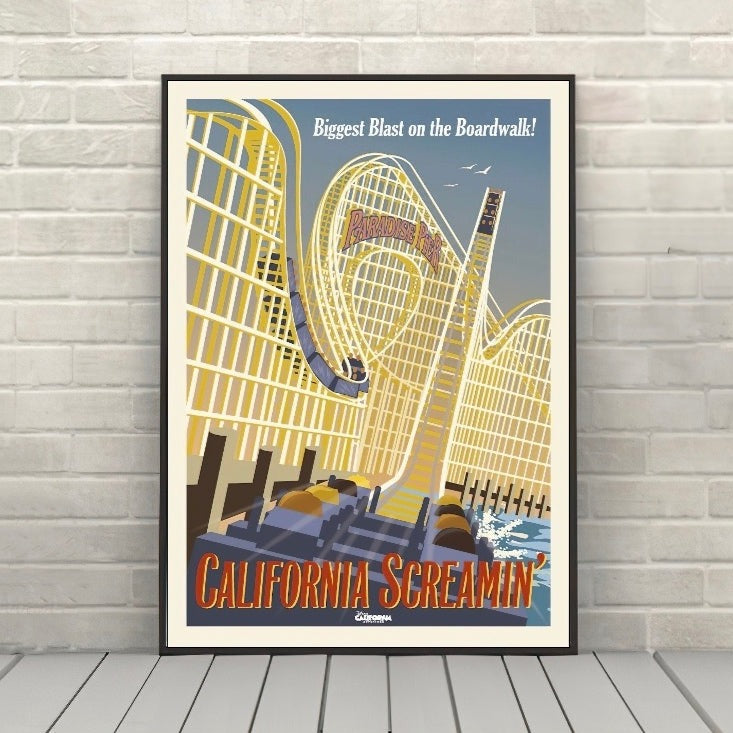 California Screamin Poster Vintage Disney Attraction...