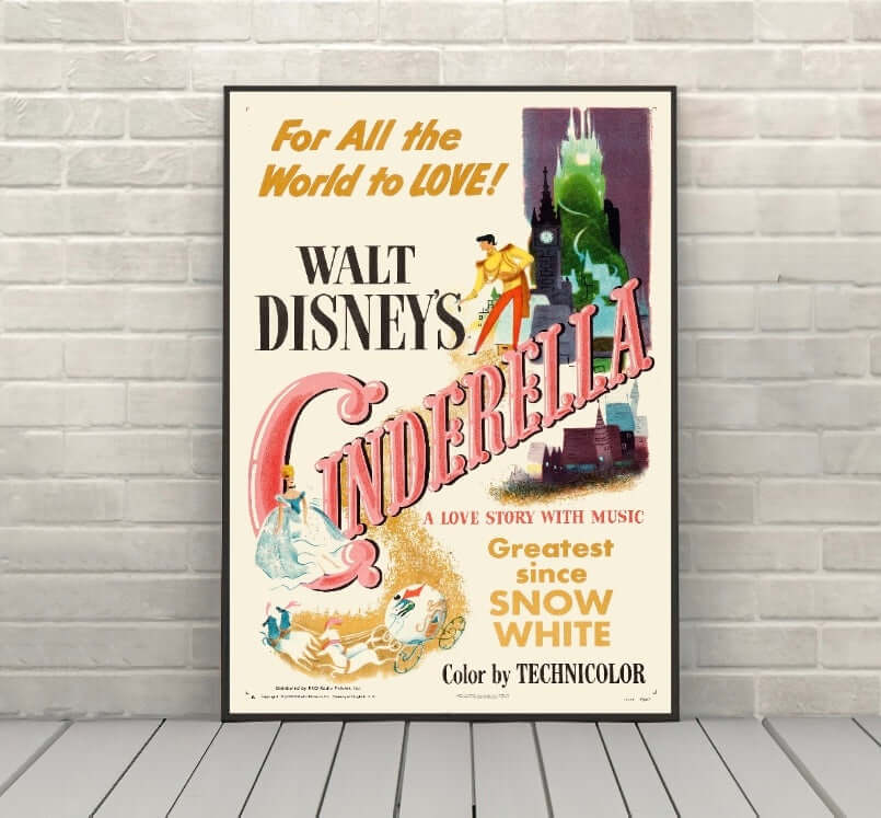 Cinderella Poster Vintage Disney Movie Poster...