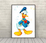 Donald Duck Poster Donald Duck Watercolor Poster Vintage Disney Poster Walt Disney World Disneyland Wall Art Nursery