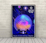 Epcot Center Illuminations Poster Disney Attraction Poster Spaceship Earth Posters