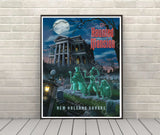 Haunted Mansion Poster Vintage Disney Attraction Poster New Orleans Square Magic Kingdom