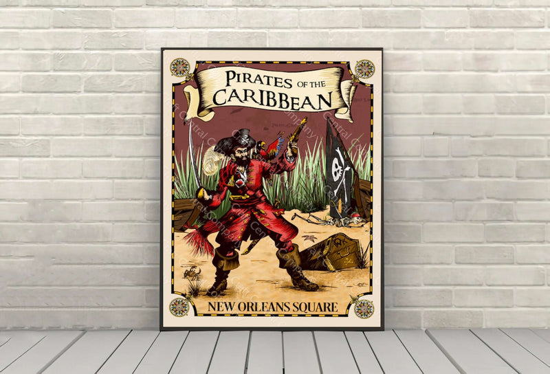 Pirates of the Caribbean Poster Disney Attraction Posters Disneyland New Orleans Square Poster (1 Hidden Mickey)