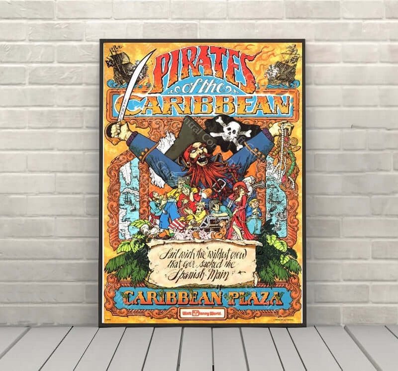 Pirates of the Caribbean Attraction Poster Vintage Disney Poster Adventureland Poster Disney World Poster Disneyland Poster Magic Kingdom