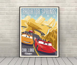 Radiator Springs Racers Poster Vintage Disney Attraction Poster Cars Land Poster California Adventure Disneyland Poster (4 Hidden Mickeys)