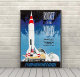 Rocket to the moon Disney Tomorrowland Poster Vintage Disney Attraction Poster Magic Kingdom Disneyland Poster